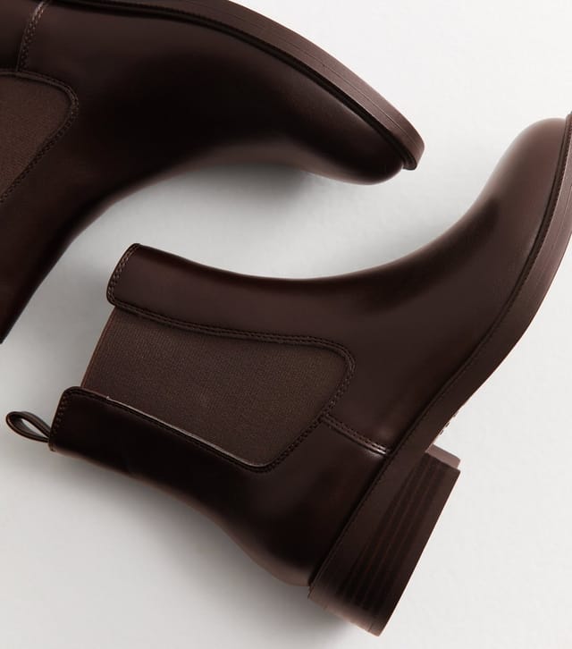New Look Women's Dark Brown Faux Leather Chelsea Ankle Boots Vegan New Look - 3