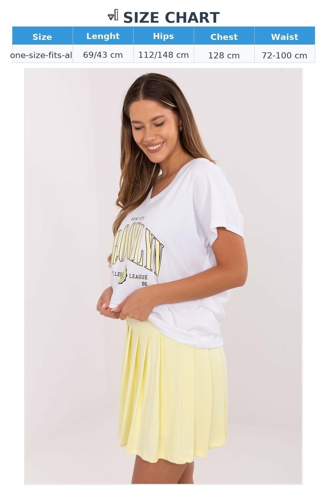 Love Lace Love Lace Women's Cotton V Neck T-Shirt Pleated Mini Skirt Set in Yellow - 4