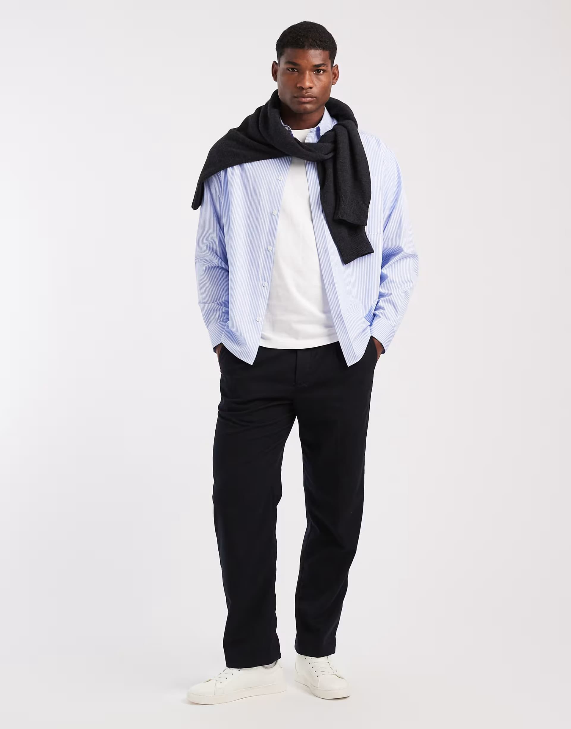 ASOS Mango pleat front tailored trouser in navy