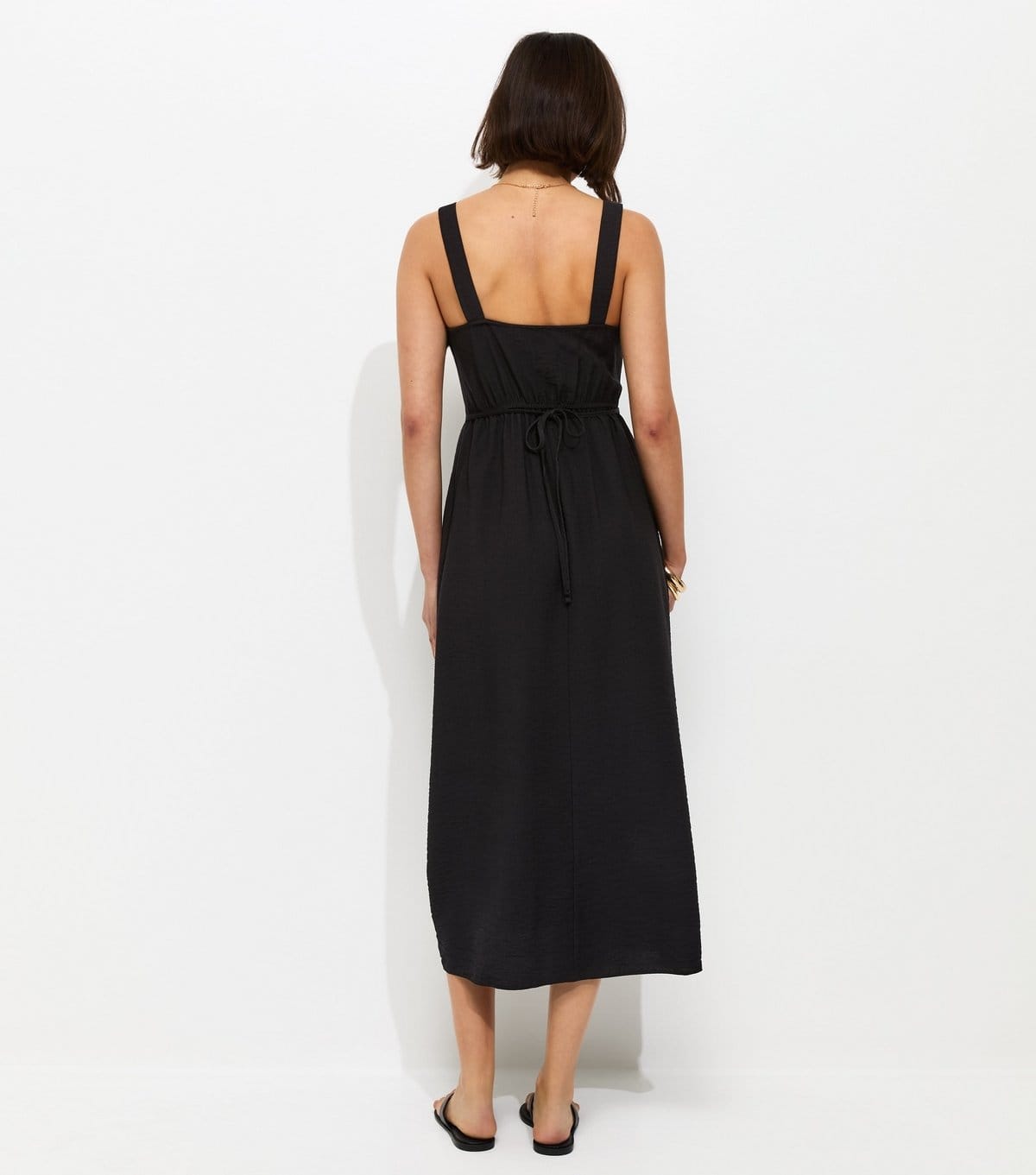 New Look Women's Black Square Neck Frilly Trim Midi Dress New Look - 4