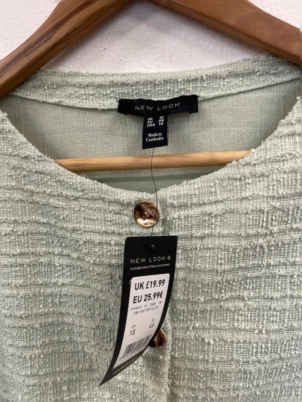 New Look Mint Boucle Waistcoat Top UK18