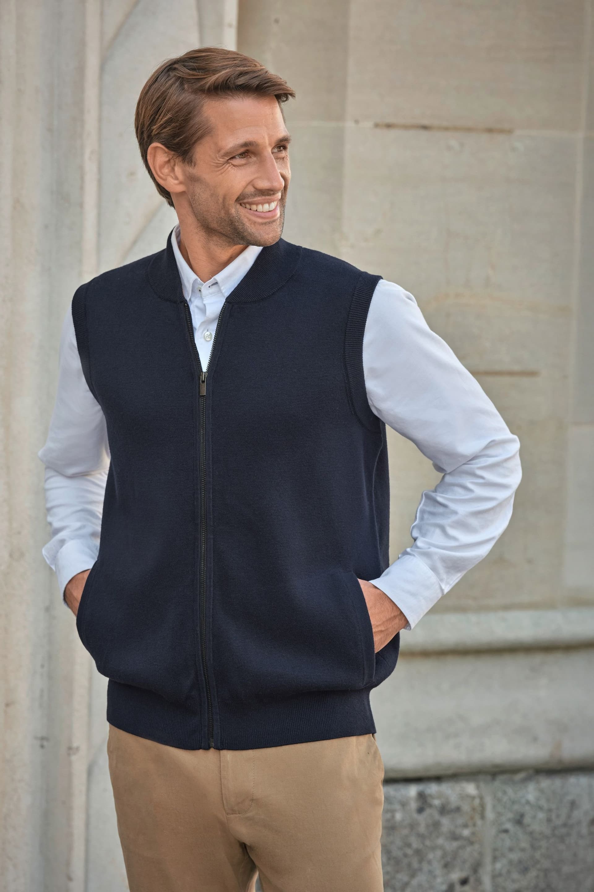 Pure Collection Pure Collection Men's Milano Zip Gilet in Navy