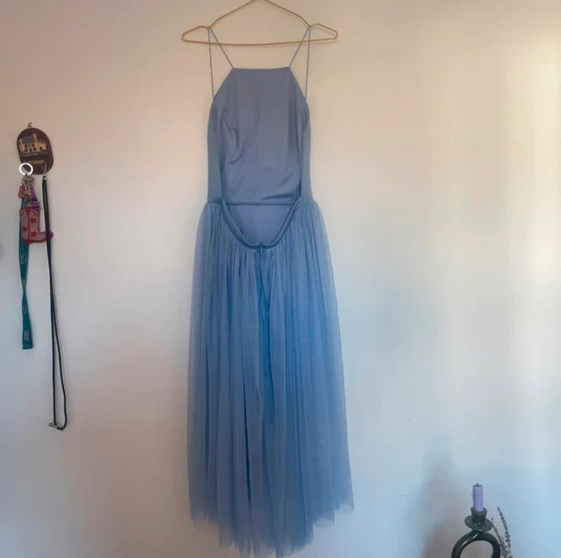 ASOS Design blue tulle backless dress size 12