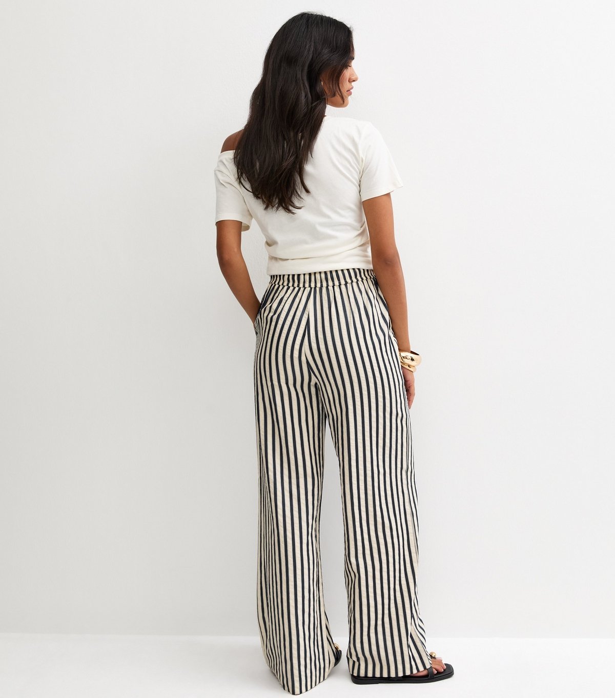 New Look Women's Blue Striped Seersucker Wide Leg Trousers New Look - 4