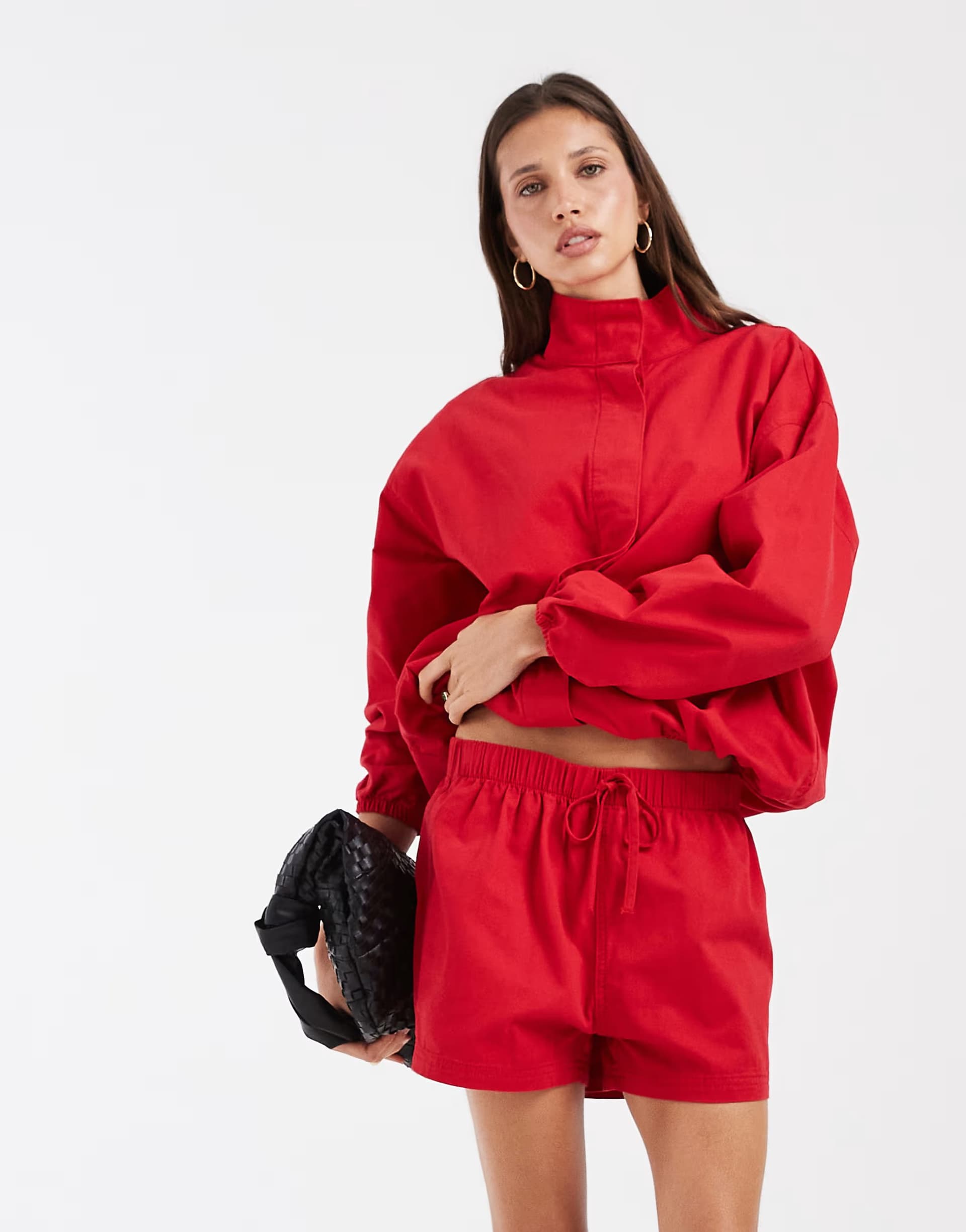 ASOS ASOS DESIGN pull on denim short in red co-ord