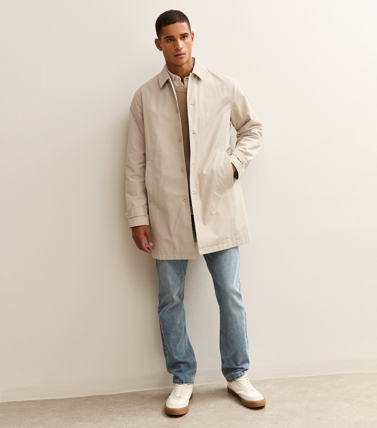 New Look Men's Stone Regular Fit Button Front Car Coat New Look - 2