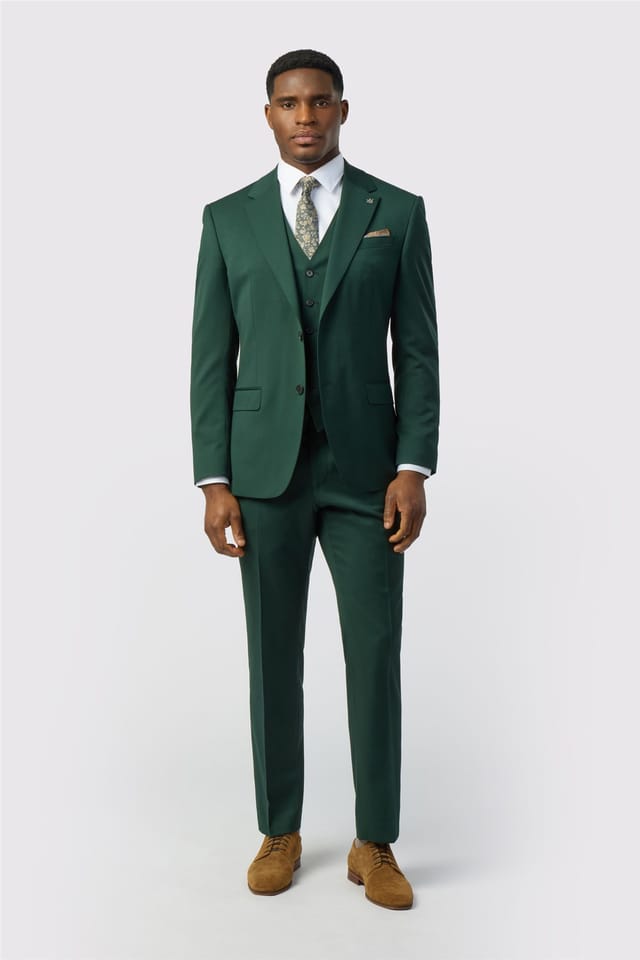 Ted Baker Ted Baker Men's Single Breasted Two Button Tailored Suit Jacket in Dark Green - 3