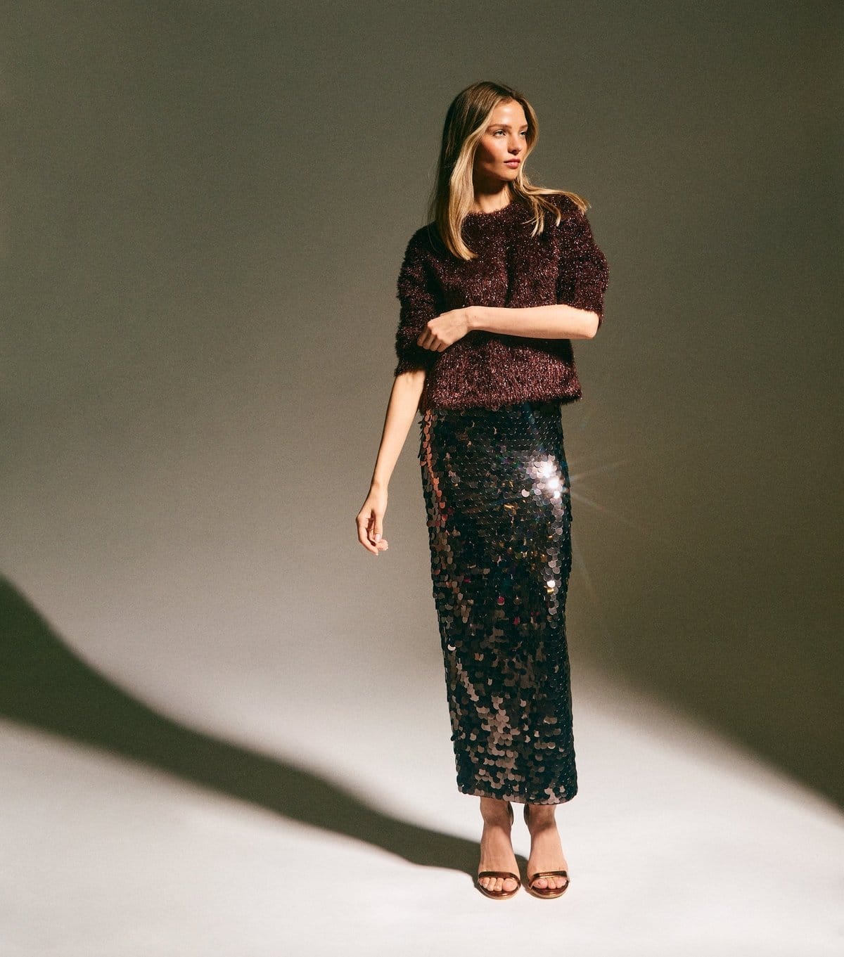 New Look Women's Dark Brown Sequin Midi Skirt New Look - 4
