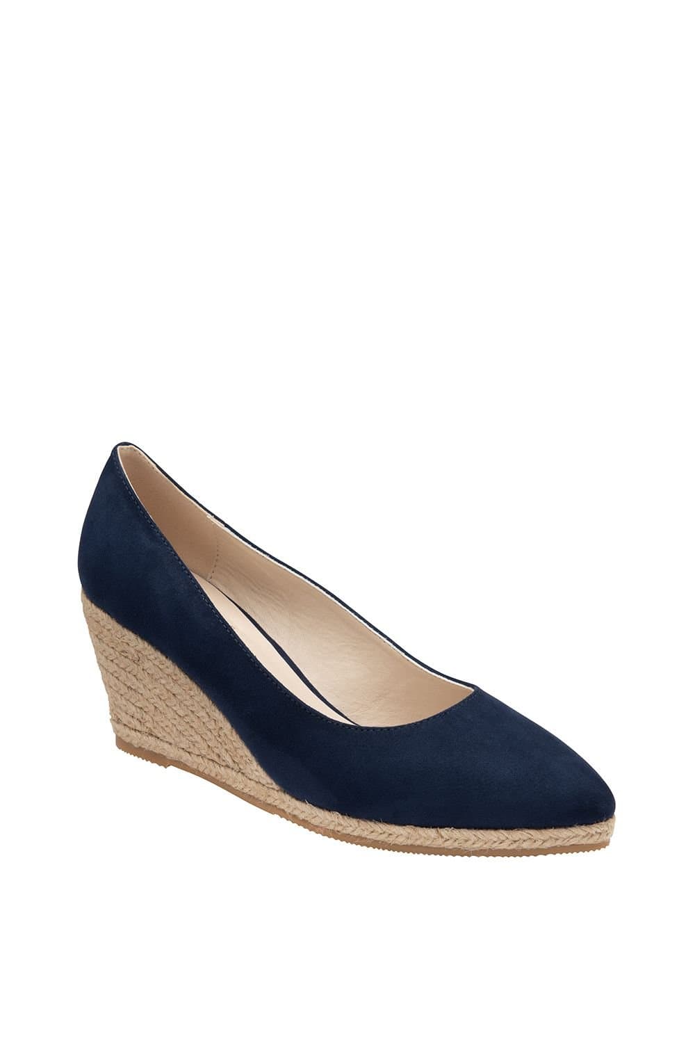 Lotus Lotus Navy Microfibre Wedge Shoes
