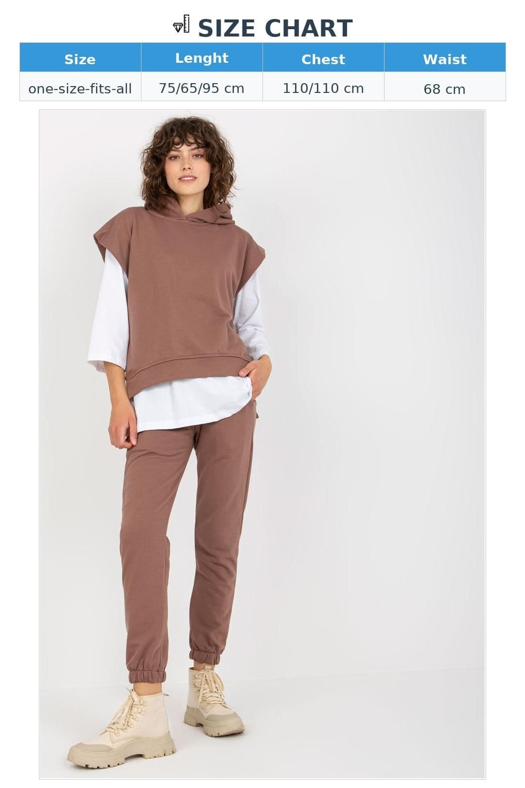 Love Lace Love Lace Women's 3 Piece Hooded Sweatsuit Set with Pants in Brown - 4