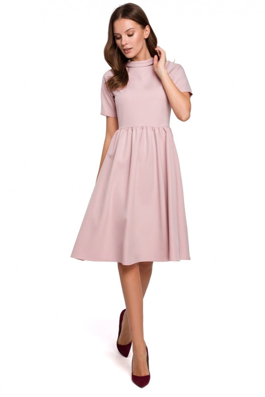 Love Lace Love Lace Women's Fitted Top Ruffled Sleeve Rolled Collar Dress in Pink