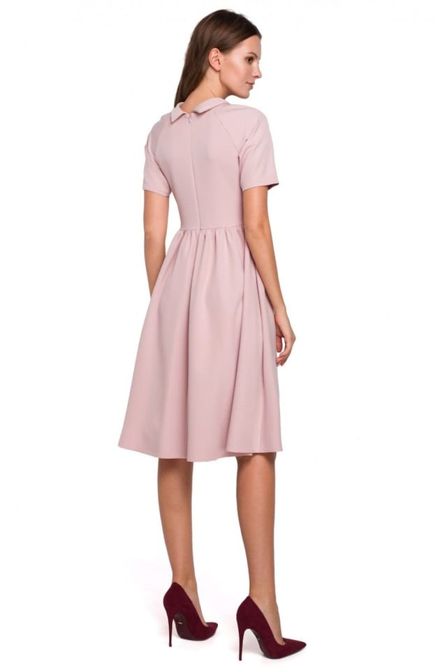 Love Lace Love Lace Women's Fitted Top Ruffled Sleeve Rolled Collar Dress in Pink - 2