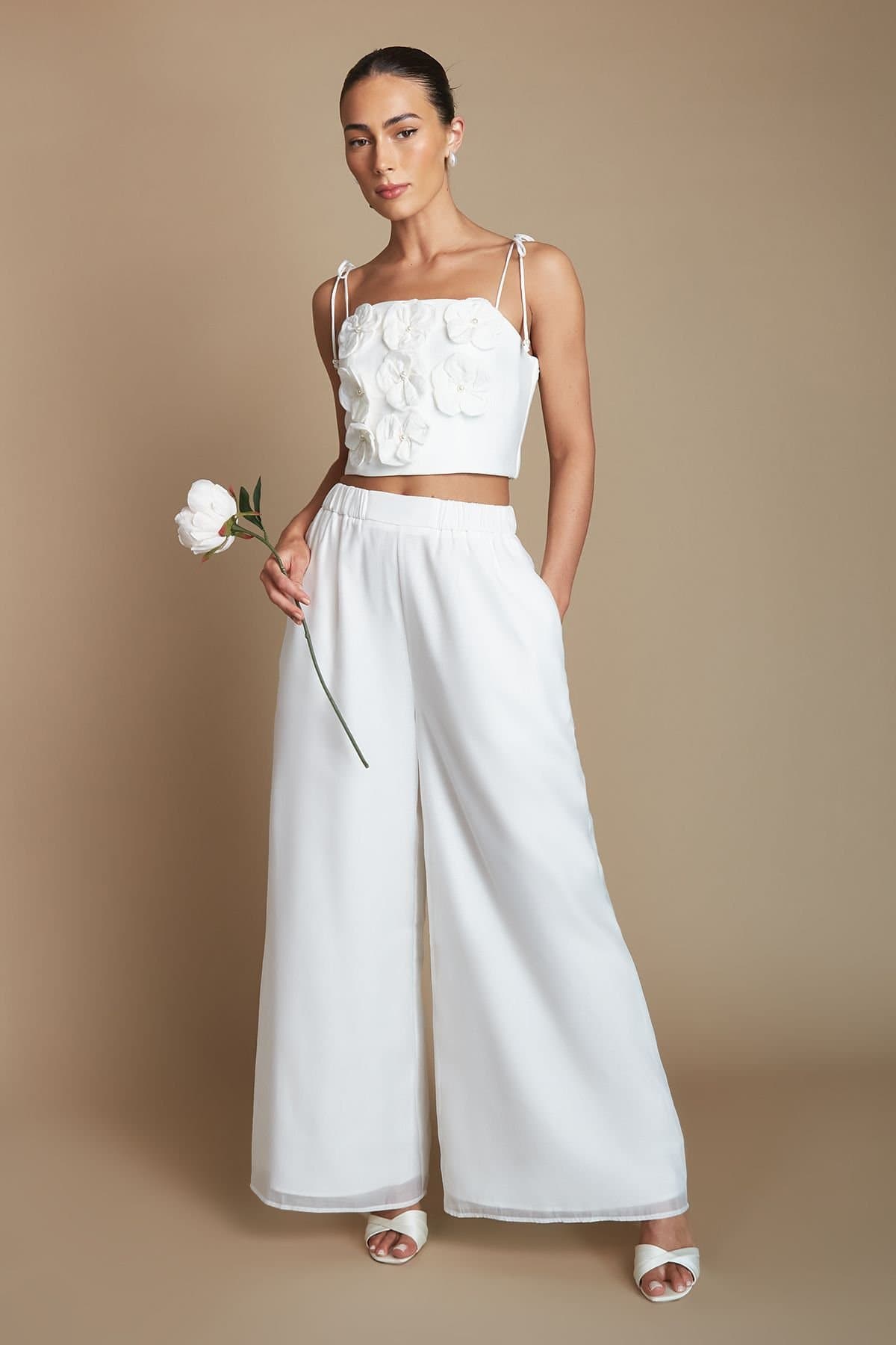 Coast Coast Women's Organza Pallzo Wedding Trousers in Ivory