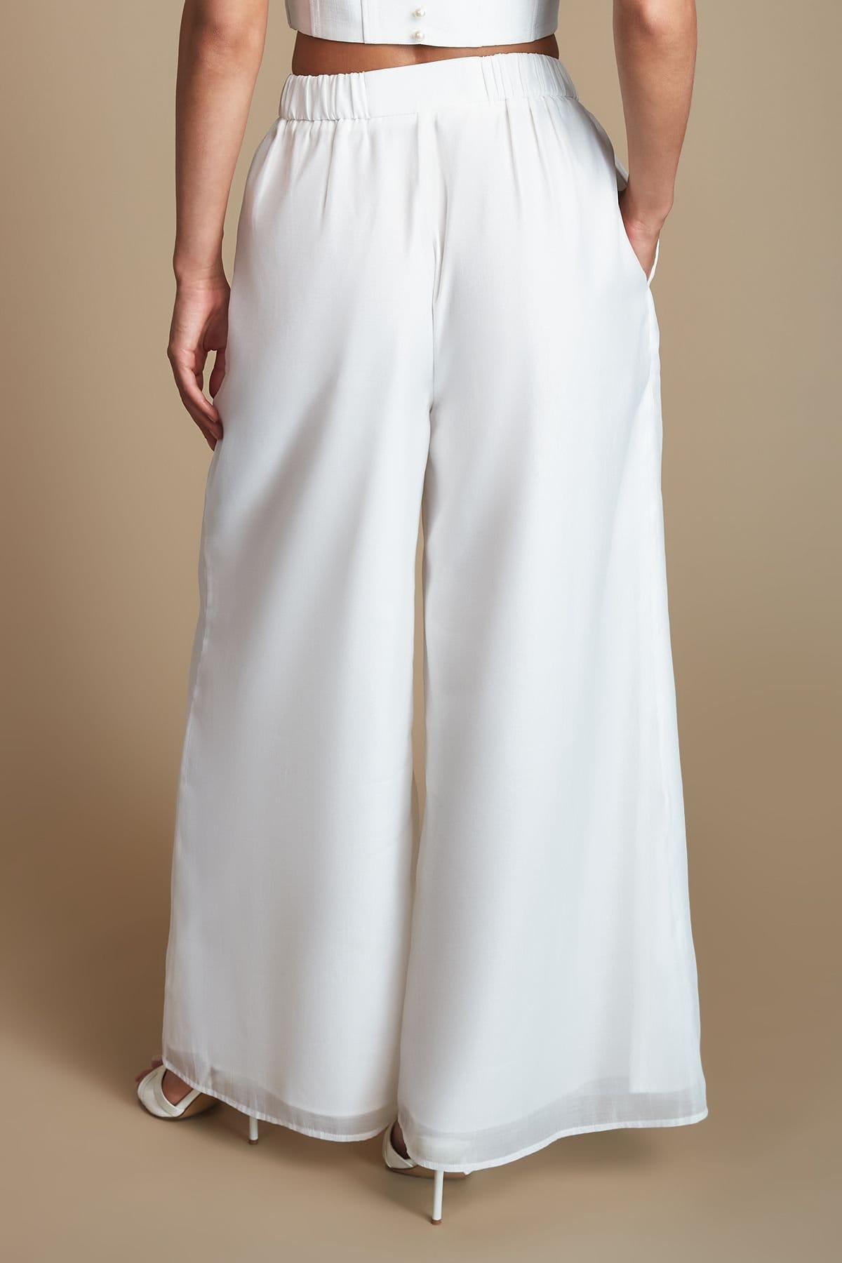 Coast Coast Women's Organza Pallzo Wedding Trousers in Ivory - 4