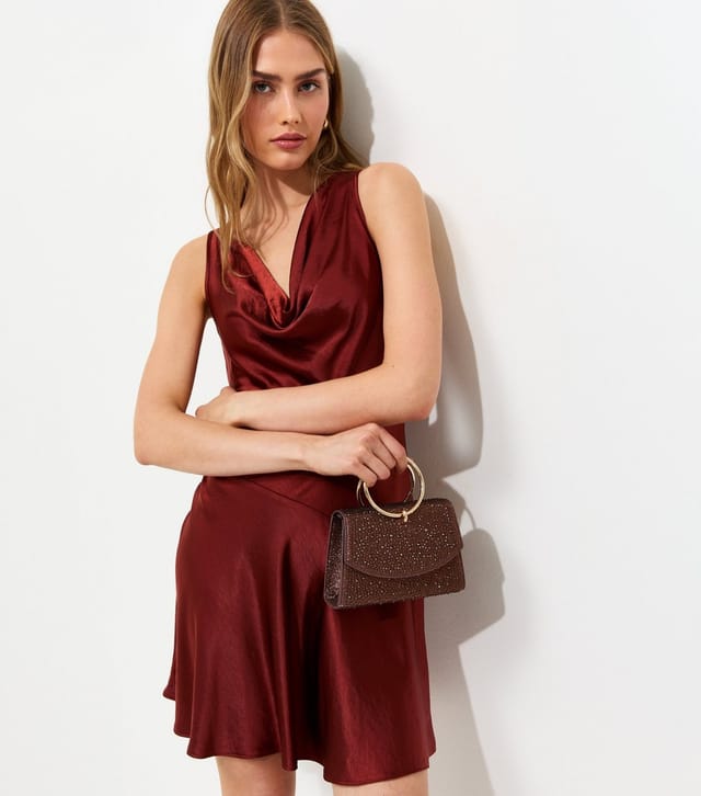 New Look Dark Brown Gem Embellished Circular Handle Clutch Bag New Look - 2