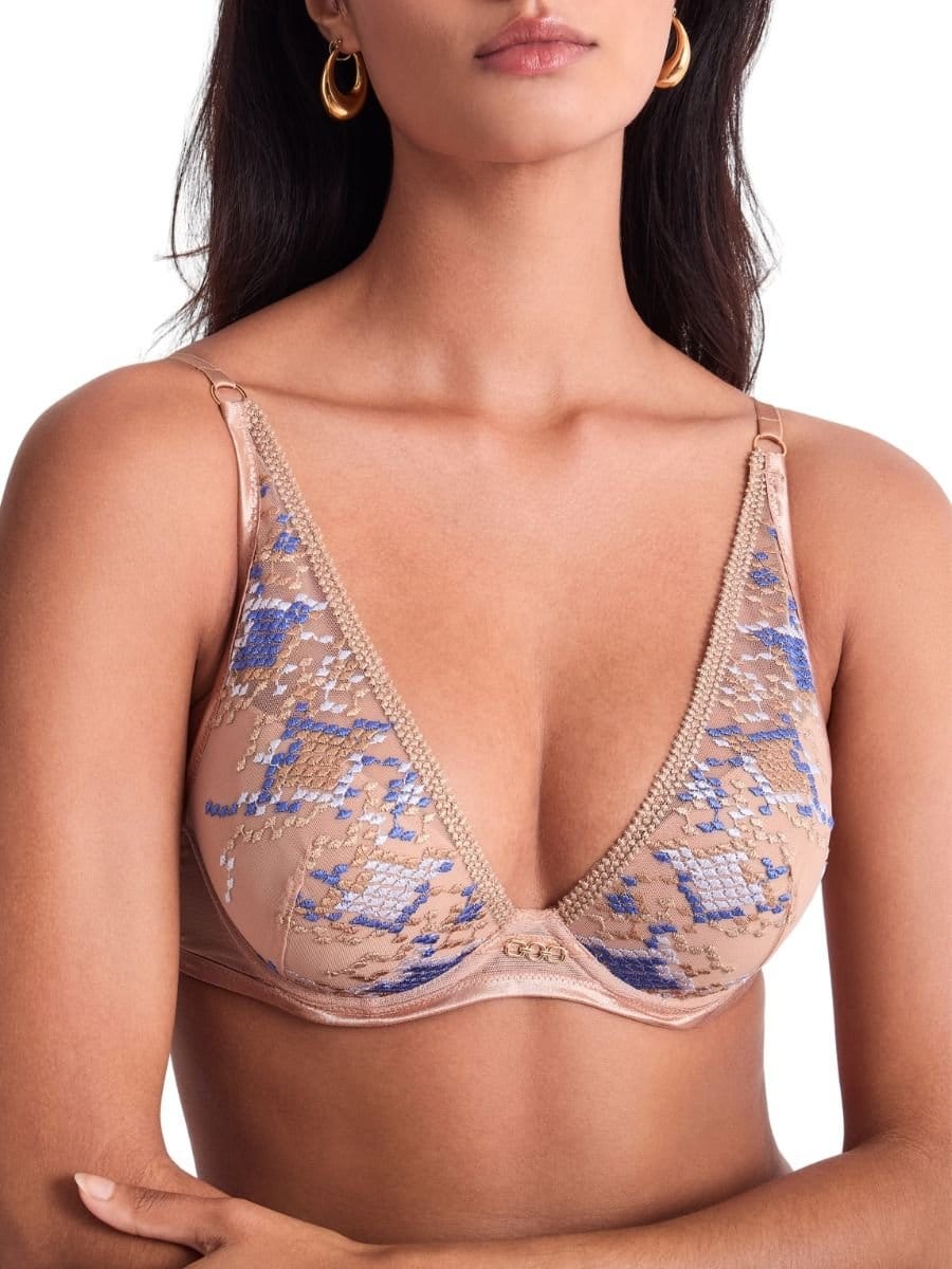 Aubade Beige High Apex Push-Up Bra with Lace