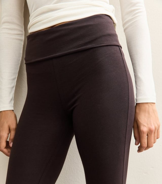 New Look Women's Brown Foldover Waist Kickflare Leggings New Look - 3