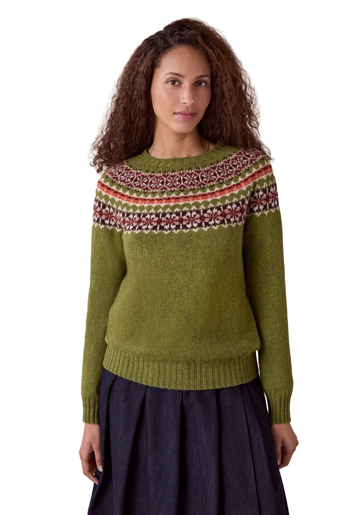 Celtic & Co Celtic & Co Olive Fair Isle Crew Neck Sweater
