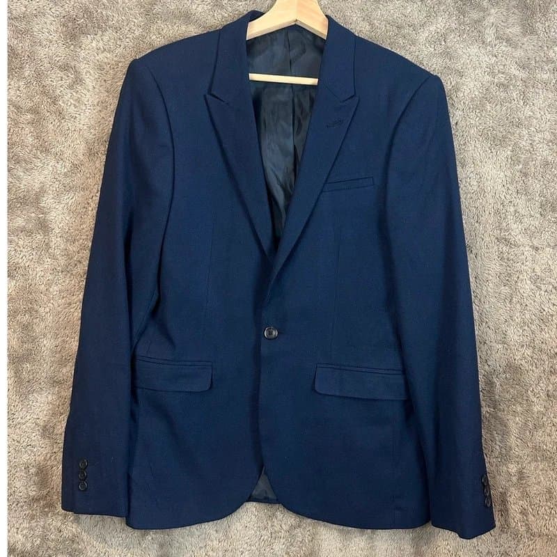 ASOS ASOS Classic One Button Blazer Jacket Long Sleeve Navy Blue Men's 38 38R