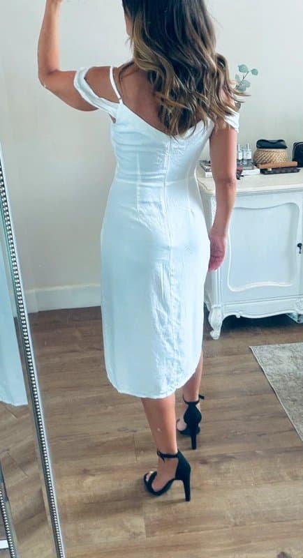 Never Fully Dressed Never fully Dressed white cold shoulder cami midi dress size 8