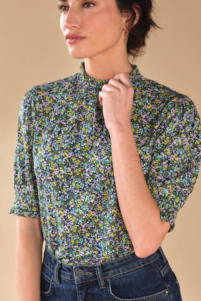 Pure Collection Pure Collection Women's Shirred Short Sleeve Turtle Neck - 2
