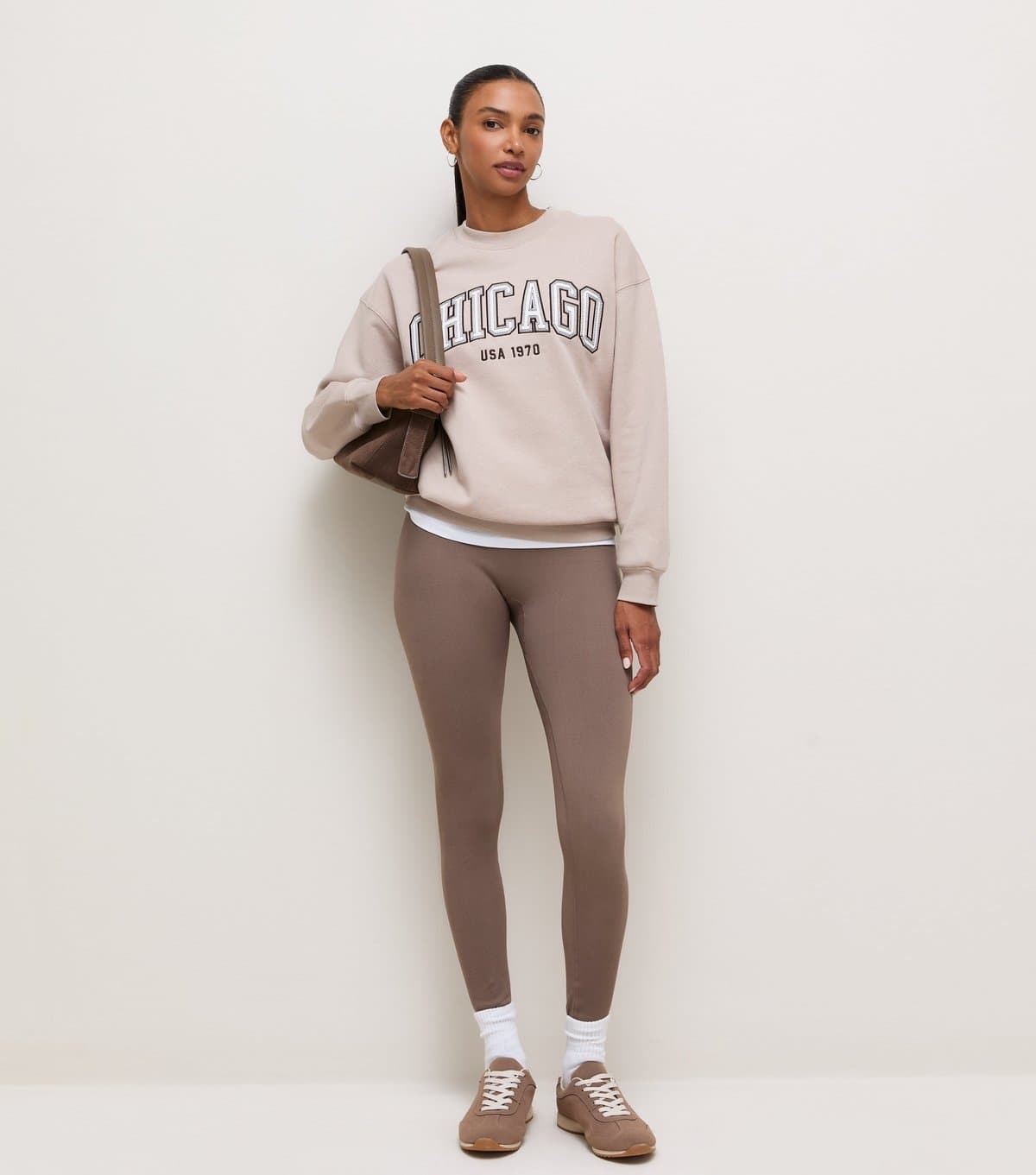 New Look Women's Brown Seamless Ribbed Jersey Leggings New Look