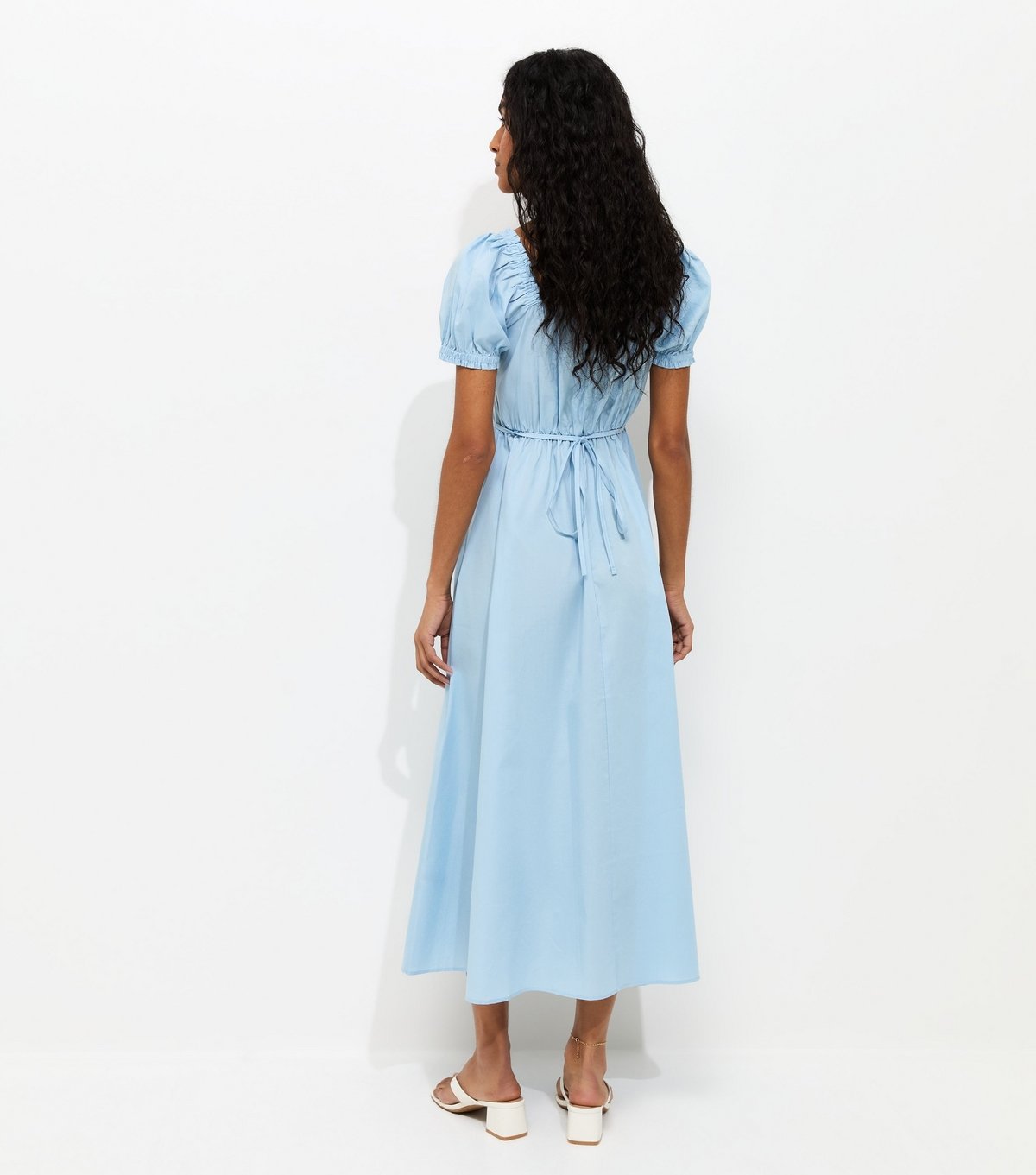 New Look Women's Light Blue Lace Trim Milkmaid Midi Dress New Look - 4