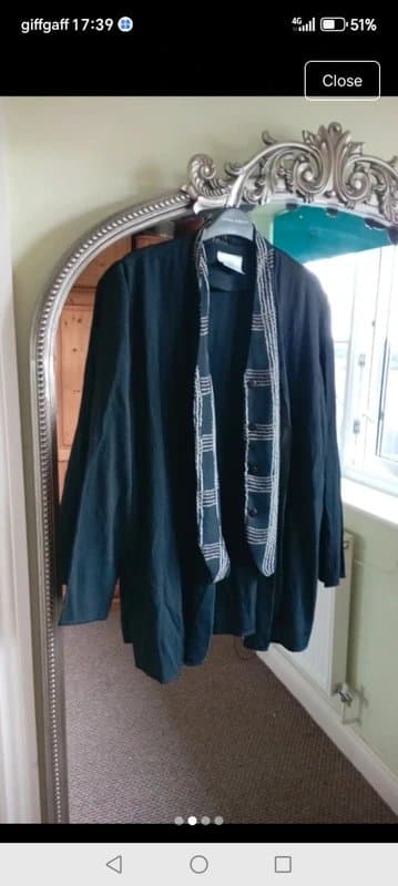 Vintage Dressing Ladies bellina vintage size 18 black beige button front cardigan top padded shoulder