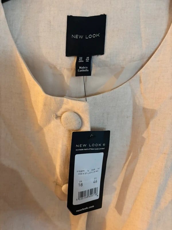 New Look Beige Linen Rich Waistcoat