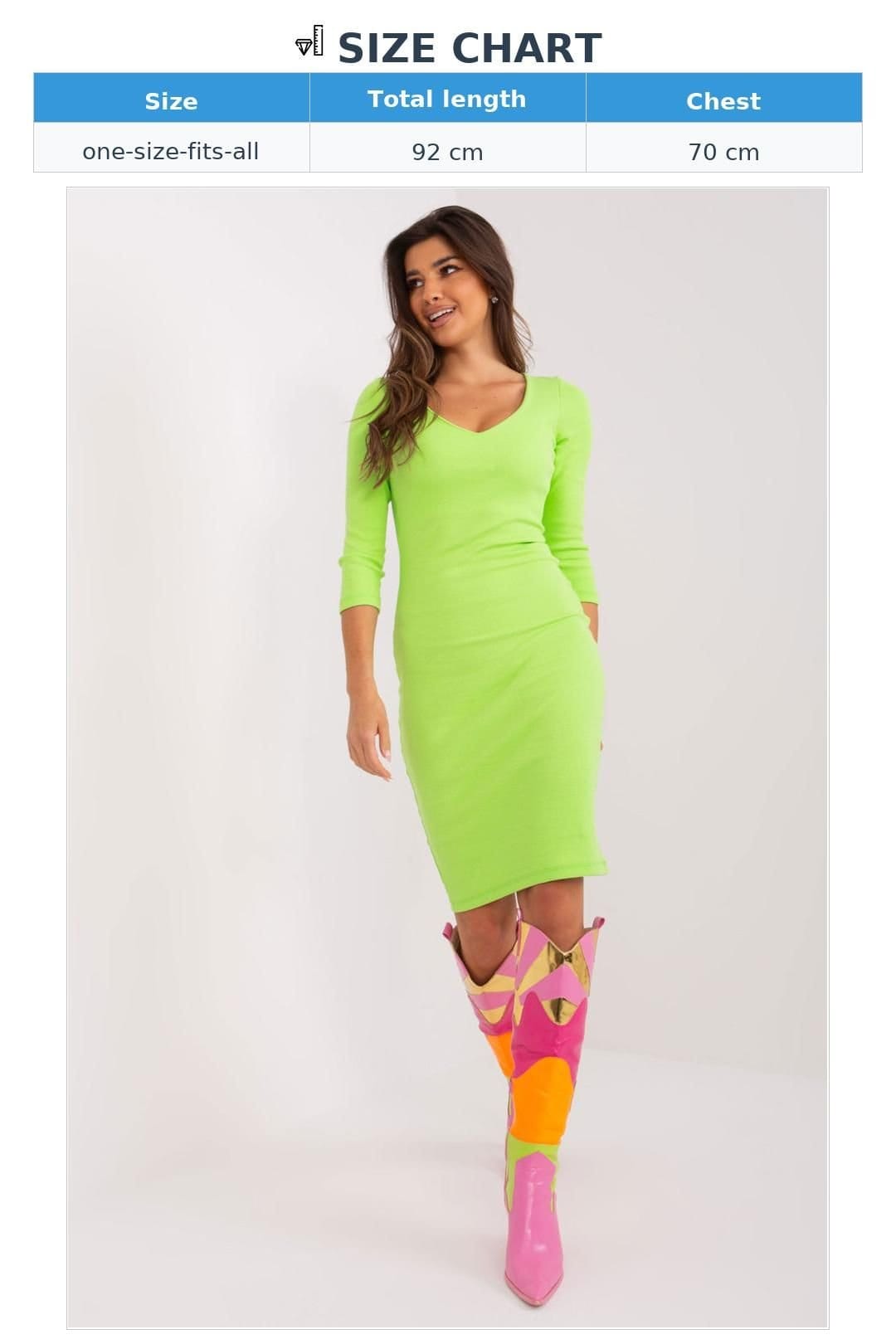 Love Lace Love Lace Women's Everyday Ribbed Pencil Dress 3/4 Sleeve in Green - 4