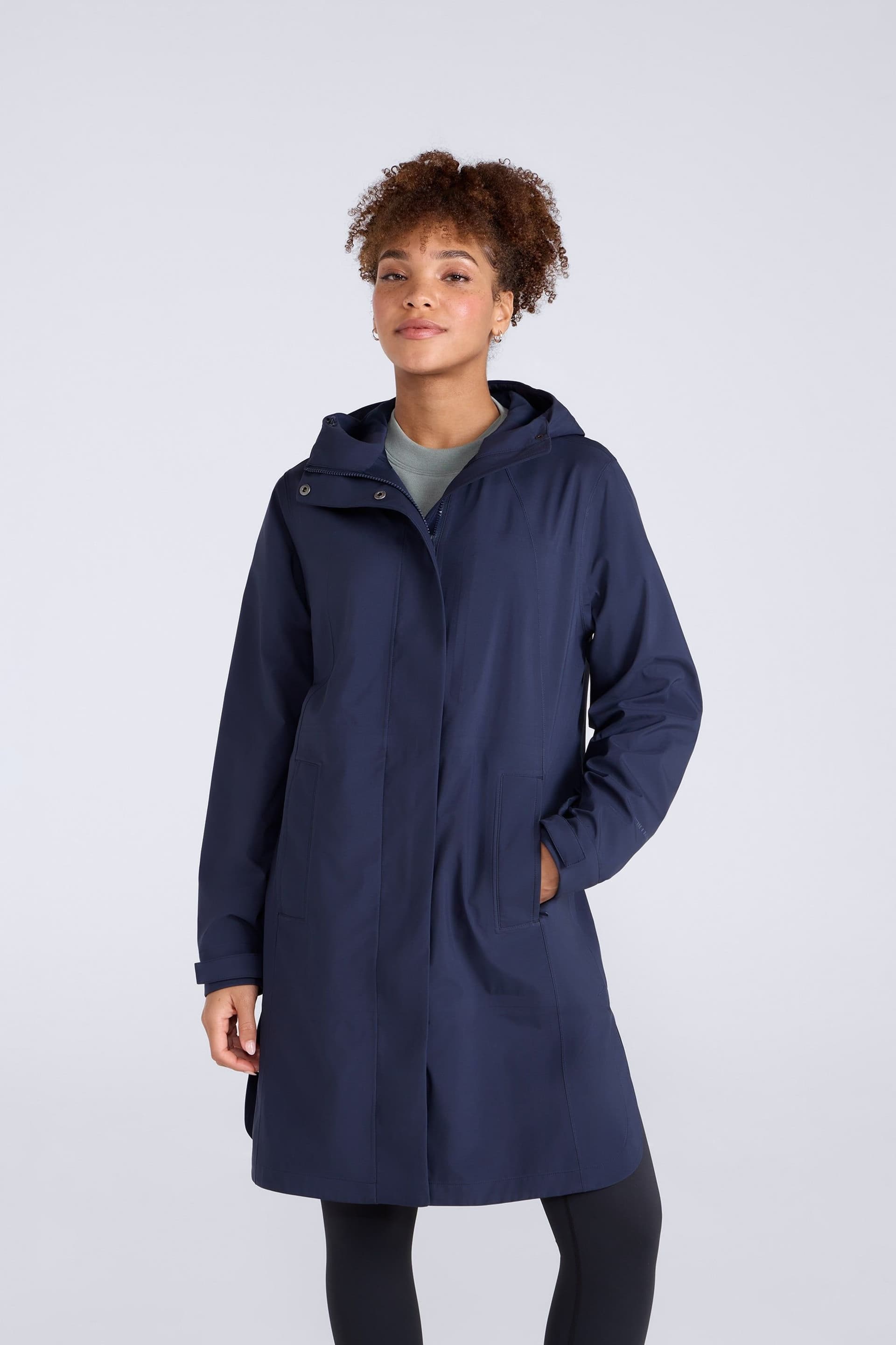Animal Animal Women's 'Mistral' Long Waterproof Breathable Warm Full Zip Outdoor Jacket in Navy