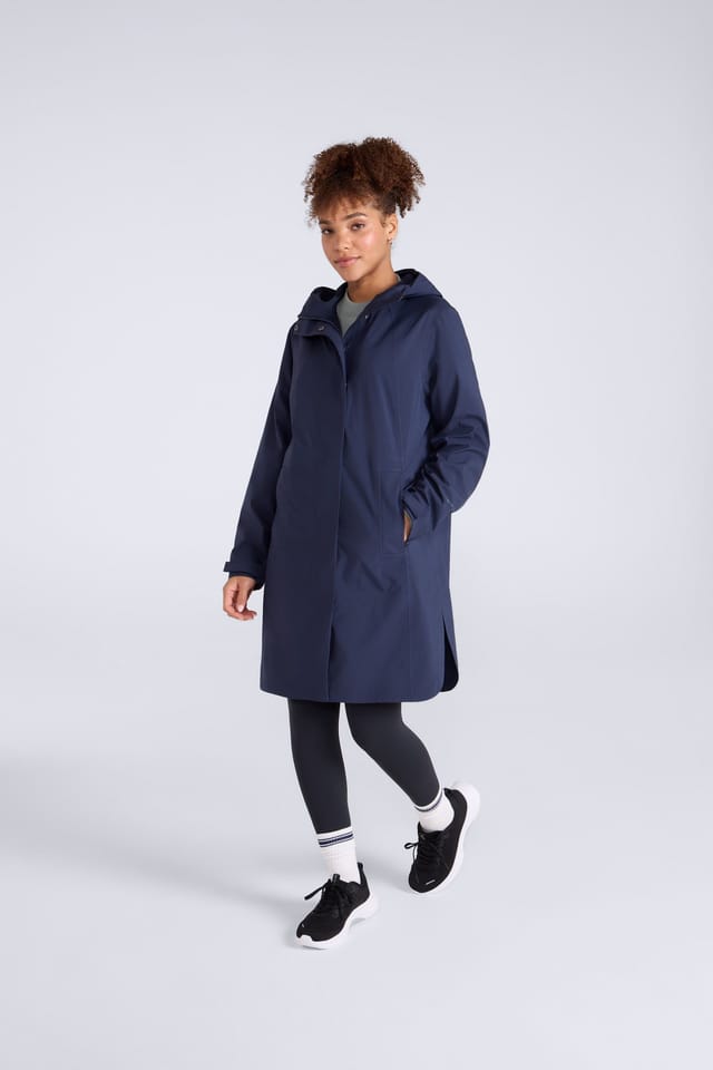 Animal Animal Women's 'Mistral' Long Waterproof Breathable Warm Full Zip Outdoor Jacket in Navy - 2