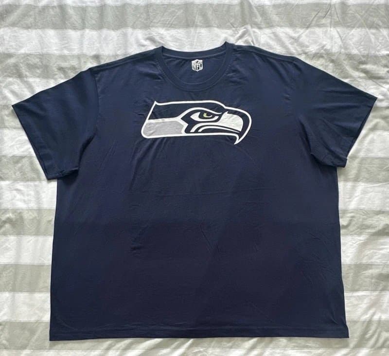 NFL NFL Seattle Seahawks Navy Graphic Logo Crew Neck T-Shirt 5XL Bnwt Rrp £45