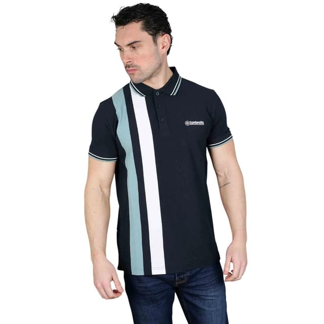Lambretta Lambretta Men's Vertical Stripe Polo Shirt in Navy - 3