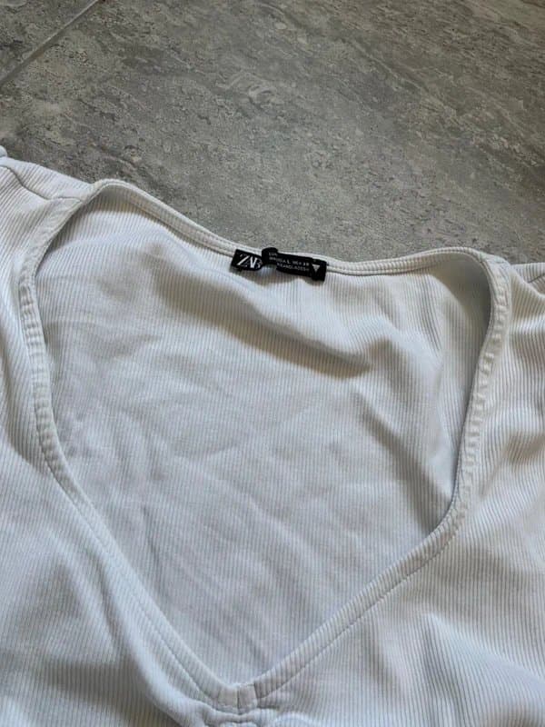 Zara Zara white ruched front cropped top size L