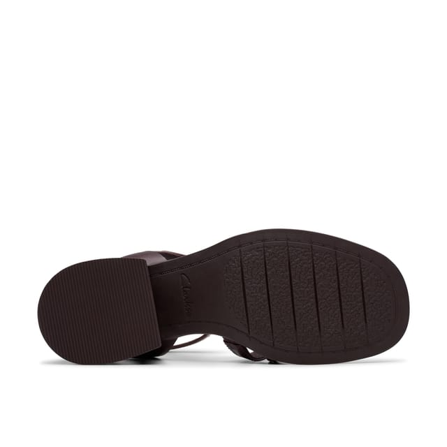 Clarks Clarks Women's Morwyn Strap Wine Leather Heeled Sandals in Red - 3