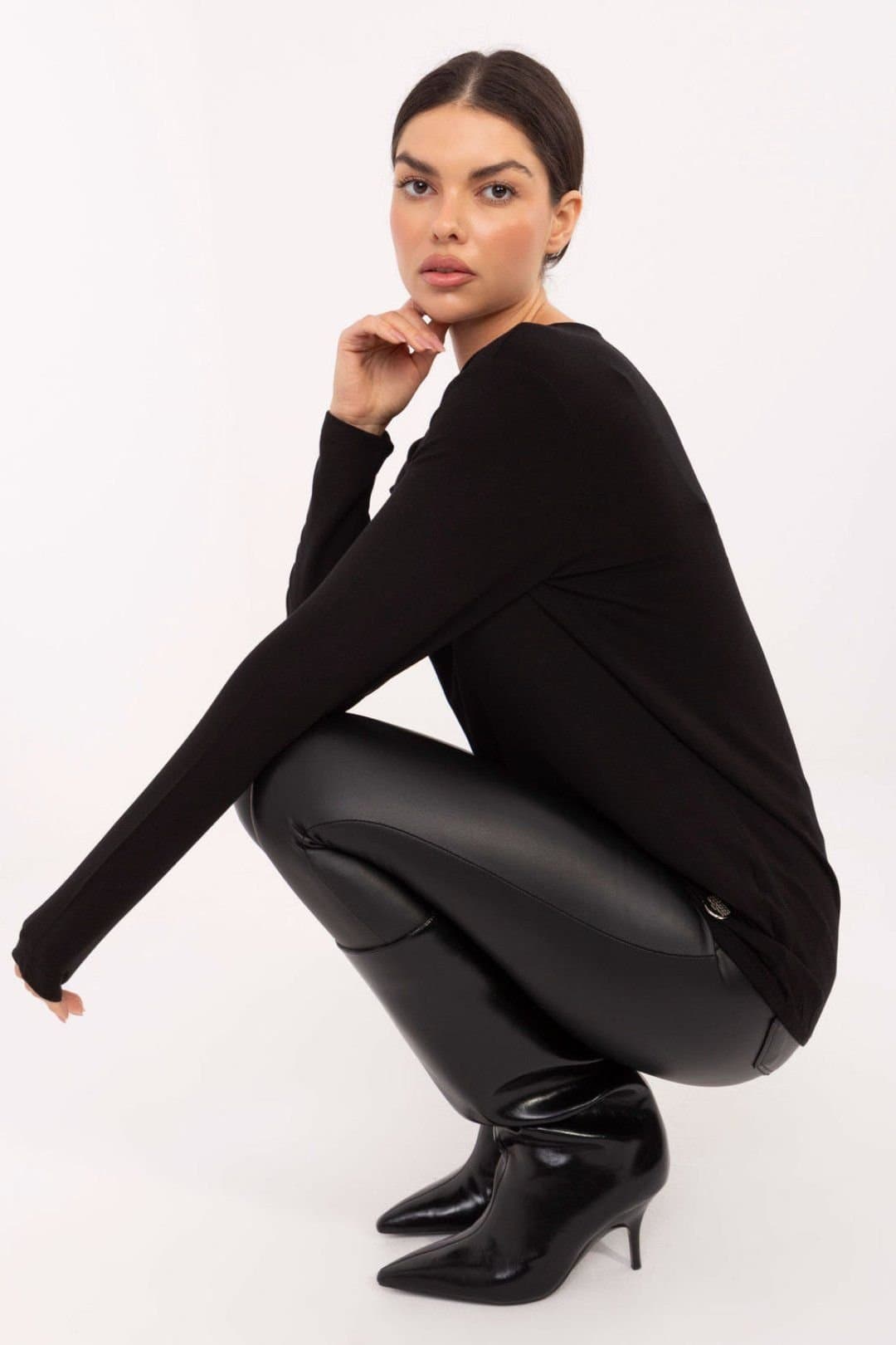 Love Lace Love Lace Women's Everyday Micro Modal Elastane Long Sleeve Blouse in Black