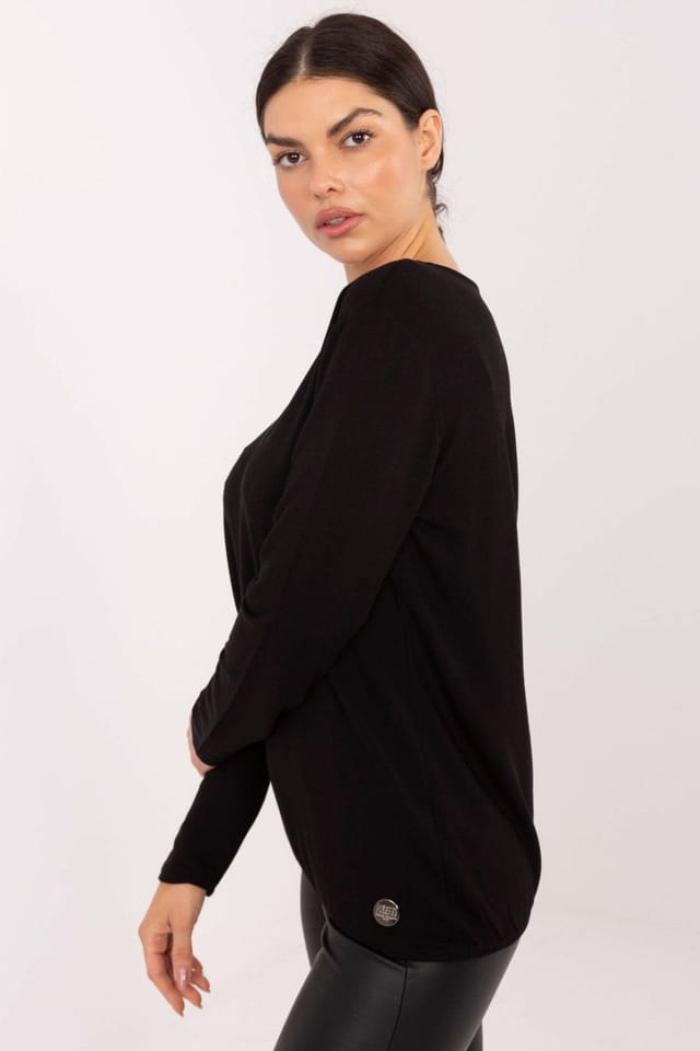 Love Lace Love Lace Women's Everyday Micro Modal Elastane Long Sleeve Blouse in Black - 2