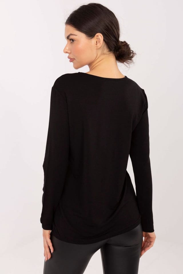 Love Lace Love Lace Women's Everyday Micro Modal Elastane Long Sleeve Blouse in Black - 3
