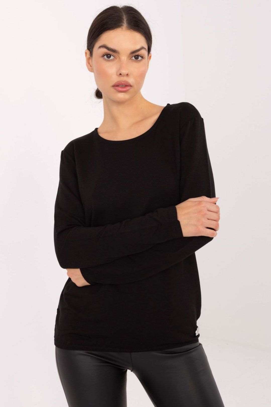Love Lace Love Lace Women's Everyday Micro Modal Elastane Long Sleeve Blouse in Black - 4