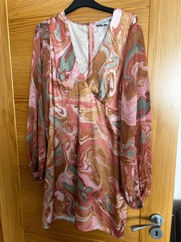 Never Fully Dressed Never fully dressed pink brown mini dress v neck size 12