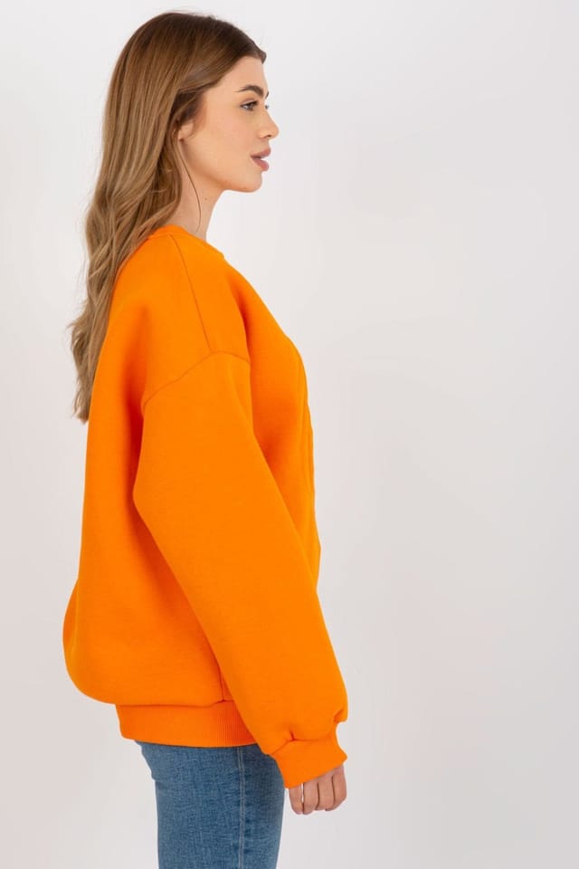 Love Lace Love Lace Women's Long Sleeve Embroidered Blouse Round Neck in Orange - 2