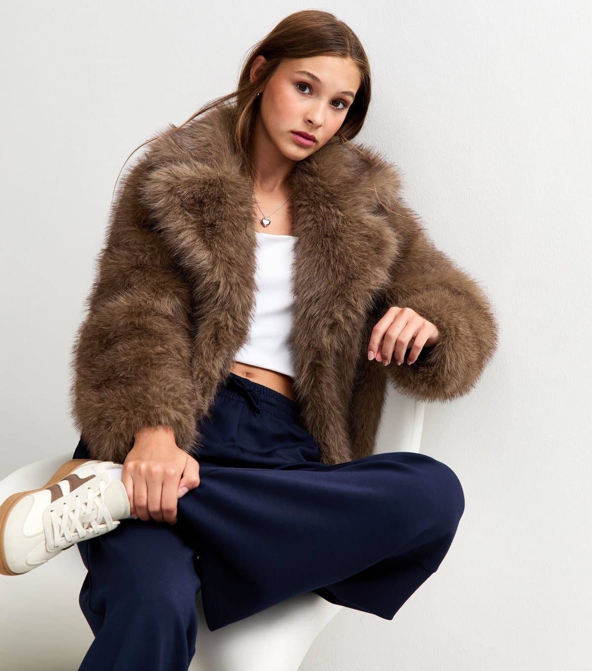 New Look New Look Dark Brown Faux Fur Short Coat