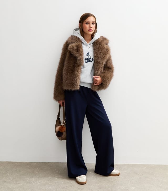 New Look Girls' Dark Brown Faux Fur Short Coat New Look - 3