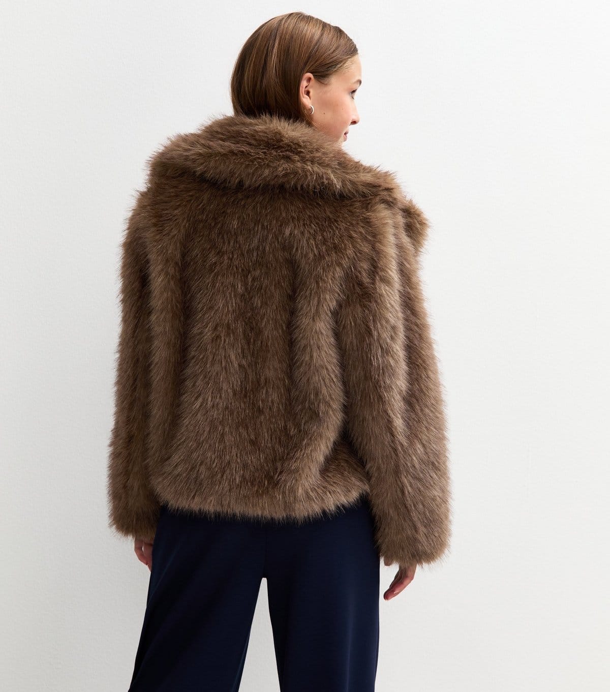 New Look Girls' Dark Brown Faux Fur Short Coat New Look - 4