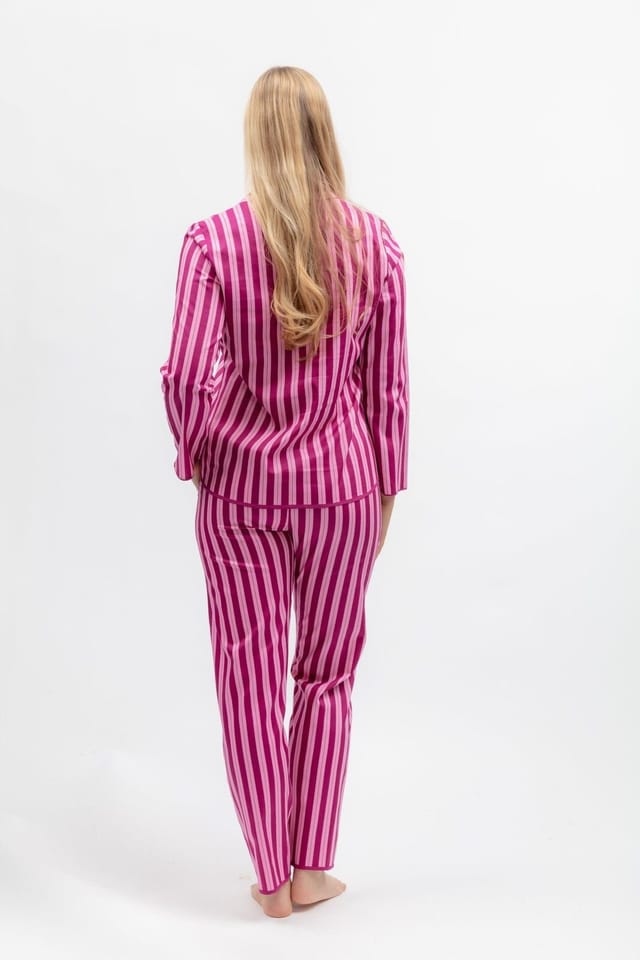 Cyberjammies Cyberjammies Women's Womens Printed Stripe Long Sleeve Pyjama Set in Magenta - 3