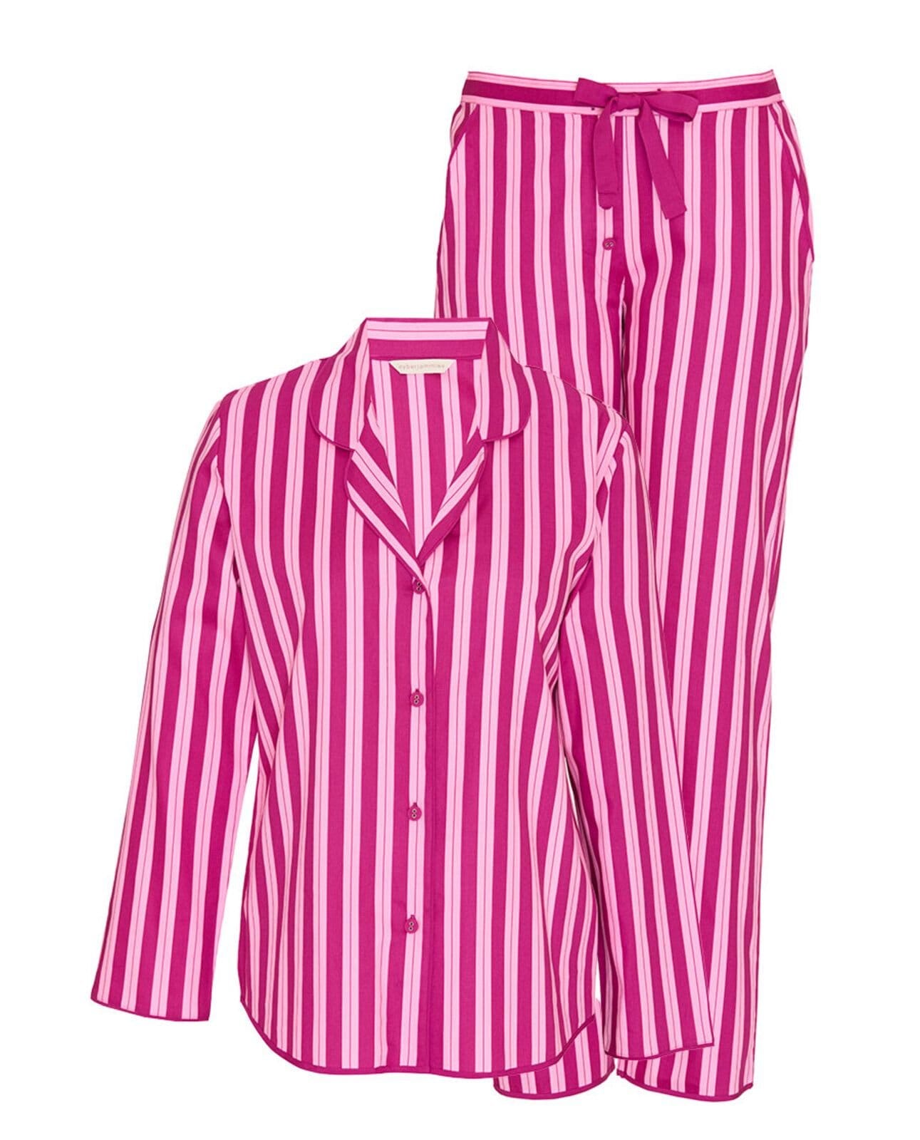 Cyberjammies Cyberjammies Women's Womens Printed Stripe Long Sleeve Pyjama Set in Magenta - 4