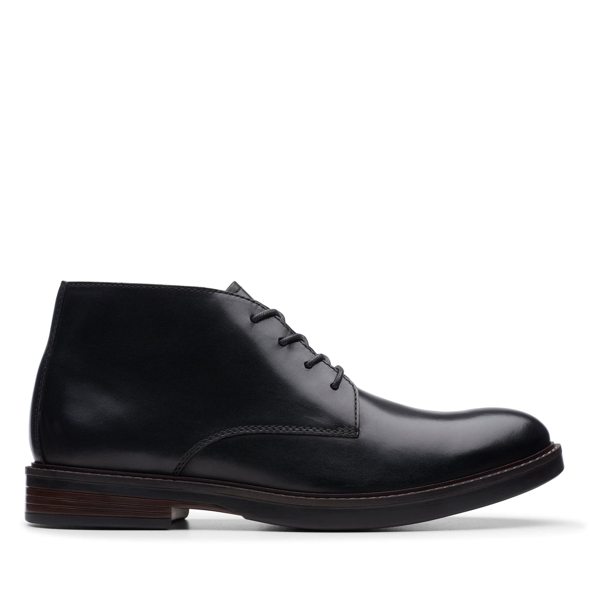 Clarks Clarks Men's Paulson Mid Black Leather Ankle Boots, Chukka Boots, Lace Up