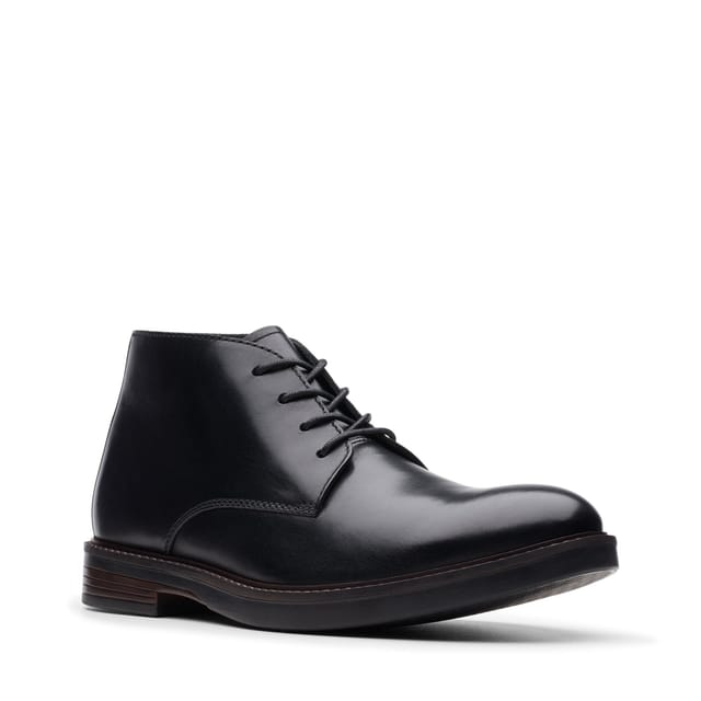 Clarks Clarks Men's Paulson Mid Black Leather Ankle Boots, Chukka Boots, Lace Up - 2
