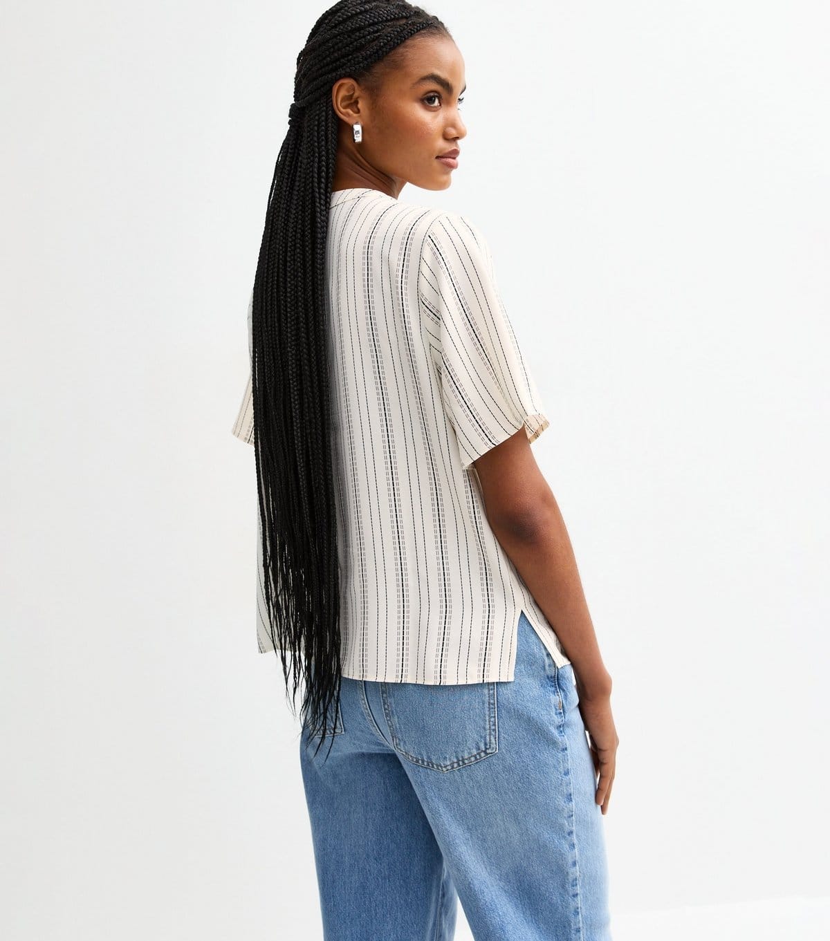 New Look Women's Tall White Striped V-Neck Top New Look - 4